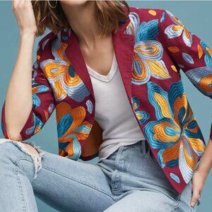 Anthropologie Embroidered Blazer Jacket